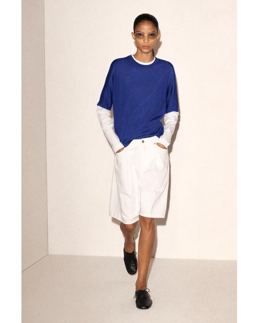 COS Blue Knitted Merino Wool T-Shirt