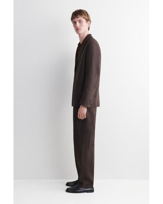 COS Brown Single-Breasted Linen Blazer for men