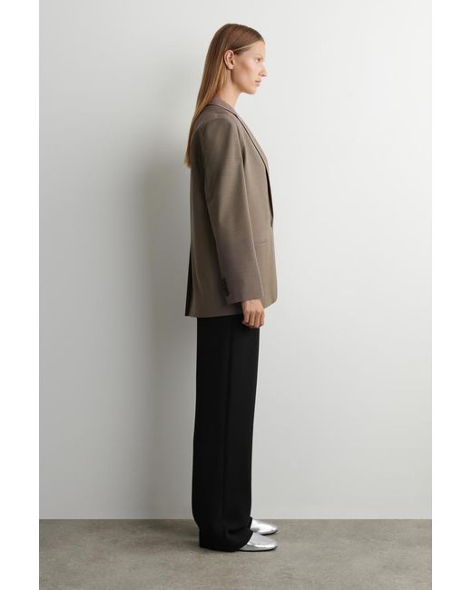COS Gray Minimal Leather Ballet Flats