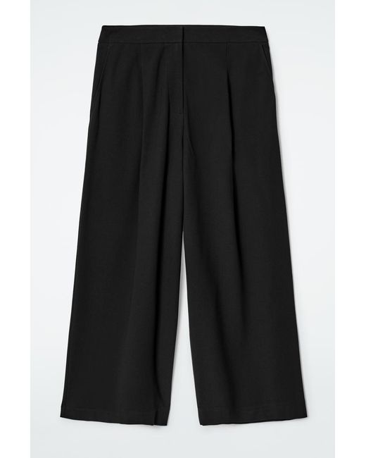 COS Black Cropped Wide-leg Pants