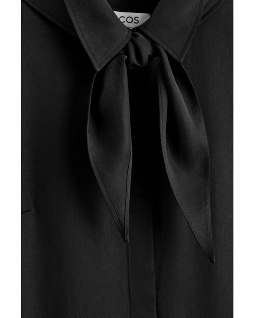 COS Scarf-Detail Dropped-Waist Mini Dress in Black