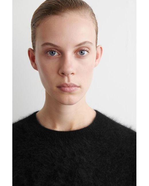COS Black Brushed-Cashmere Crew-Neck Sweater