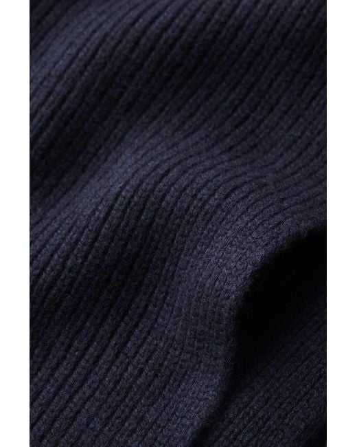 COS Blue Ribbed Wool And Cashmere Scarf
