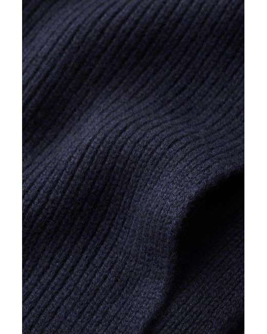 COS Blue Ribbed Wool And Cashmere Scarf for men