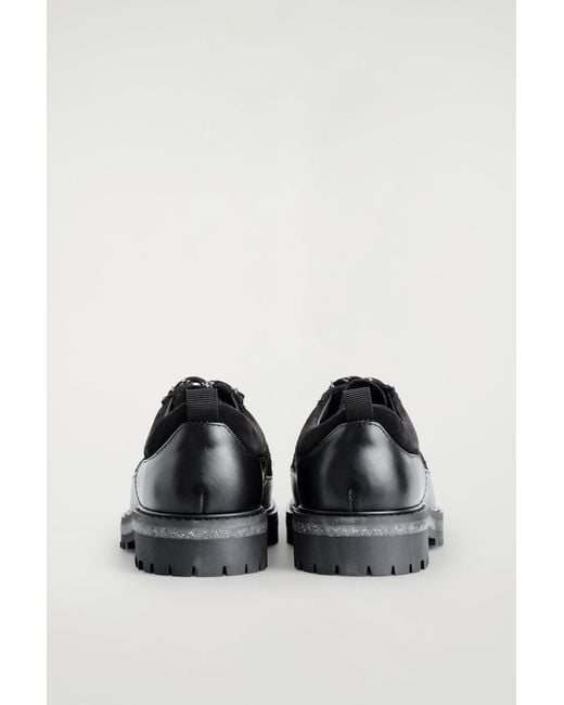 COS Black Leather Hiking Shoes for men