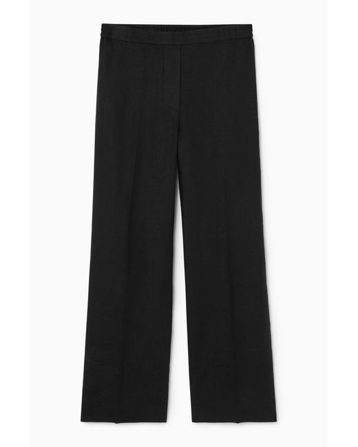 COS Black Wide-leg Tailored Linen Pants
