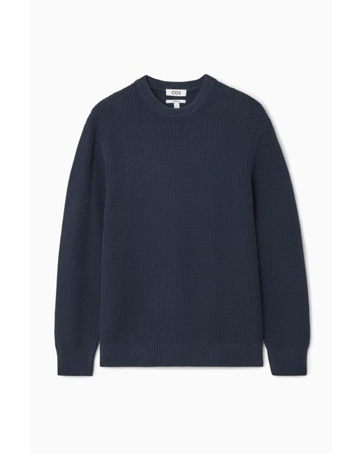 COS Blue Stone-washed Knitted Sweater for men