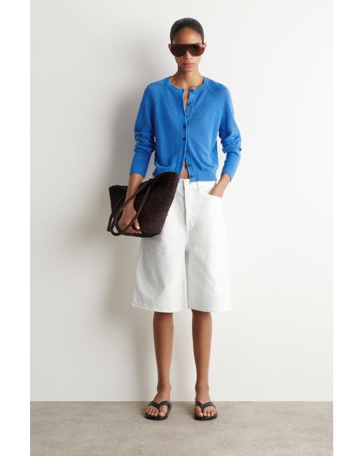 COS Blue Knitted Linen Cardigan