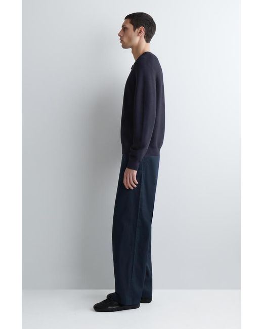 COS Blue Racer-Neck Knitted Jacket for men