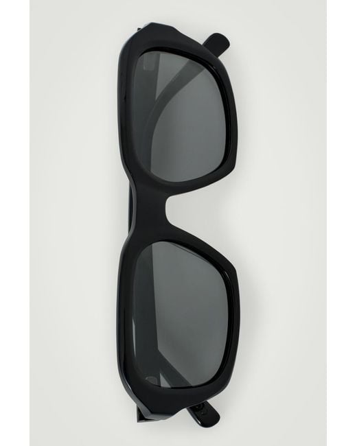 COS Black Square-Frame Aviator Sunglasses for men