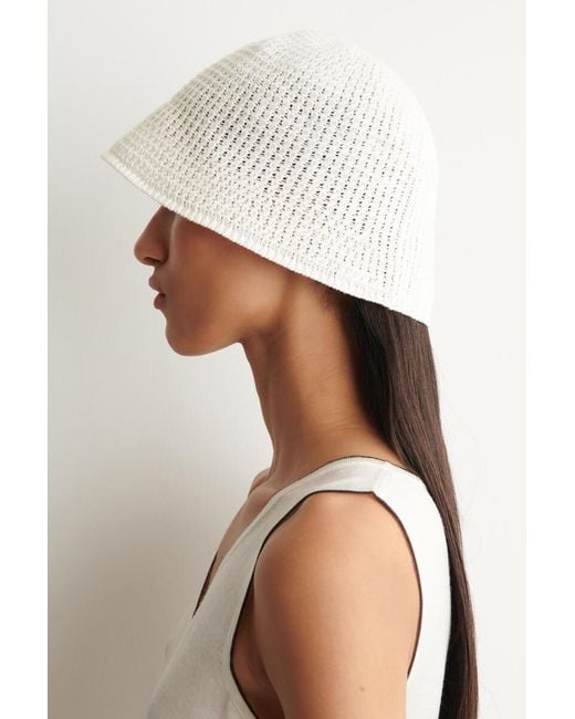 COS White Pointelle-Knit Bucket Hat