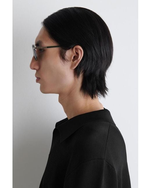 COS Green Round-Frame Aviator Sunglasses for men