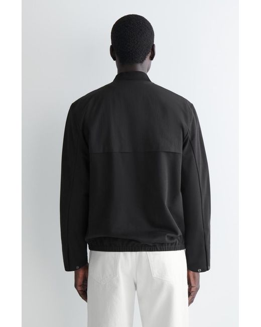 COS Black Nylon-Panelled Bomber Jacket for men