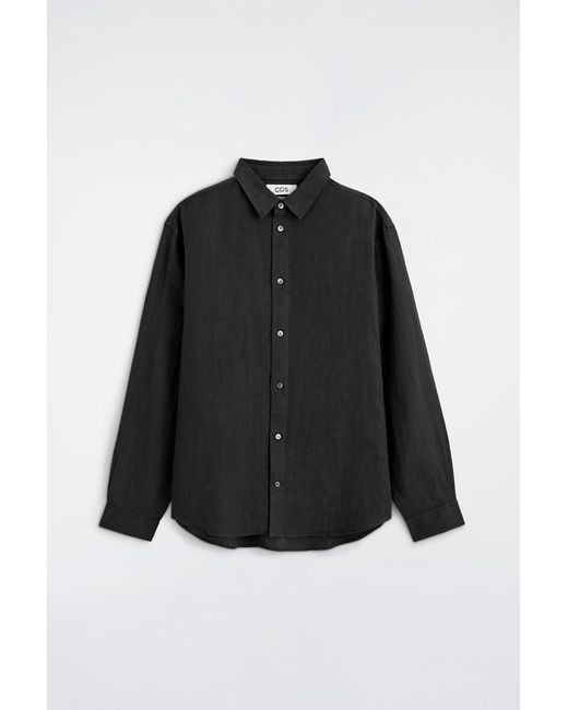 COS Black Relaxed Linen Shirt for men