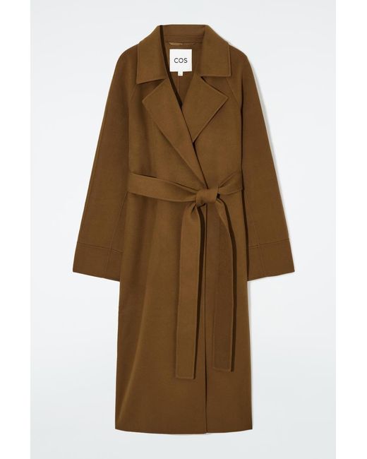 COS Brown Belted Double-faced Wool Coat