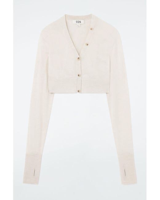 COS White Cropped Wool-blend Cardigan