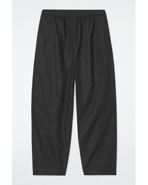 COS Gray Barrel-leg Cotton Trousers