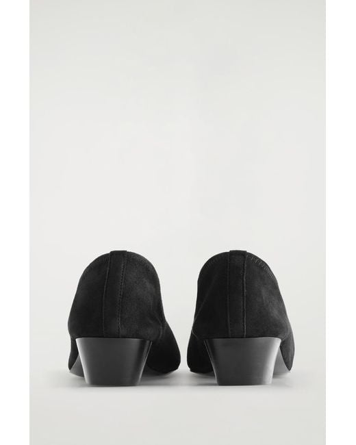 COS Black Suede Heeled Ballerinas