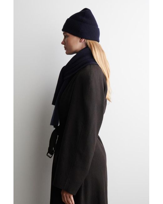 COS Blue Ribbed Wool-Cashmere Scarf