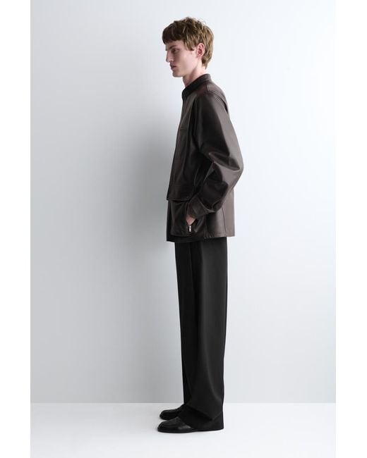 COS Black Burnished Nappa Leather Jacket for men