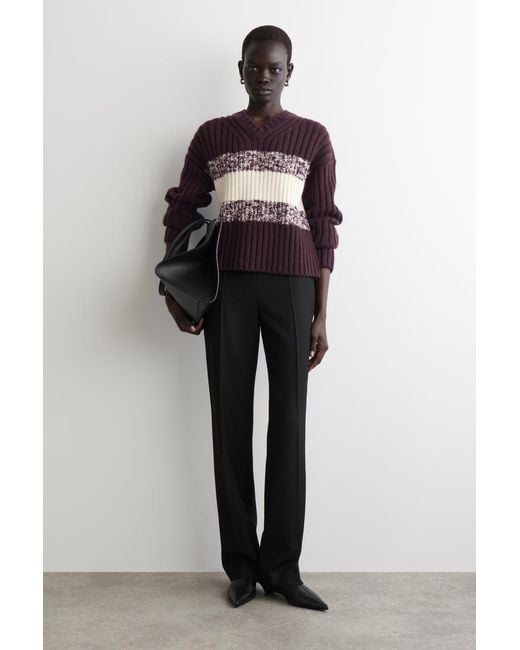 COS Textured Merino Wool V-Neck Sweater