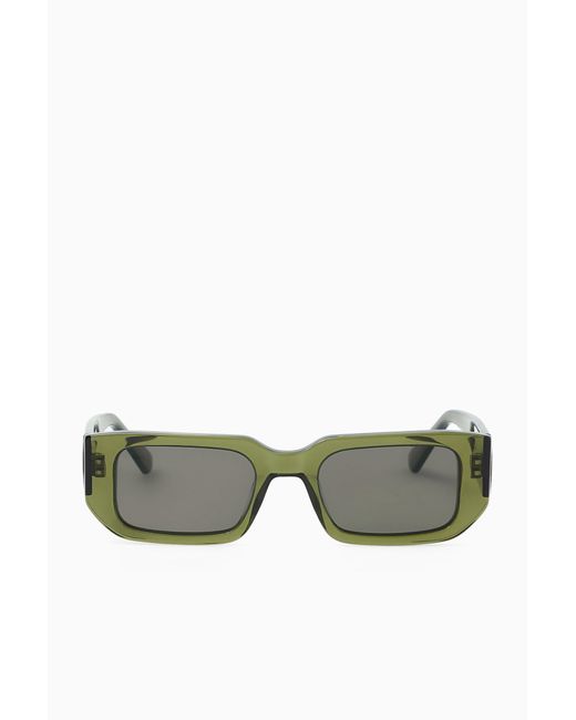 COS Green Rectangle-frame Sunglasses for men
