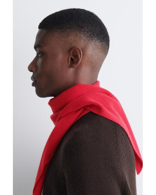 COS Red Cashmere Triangle Scarf for men