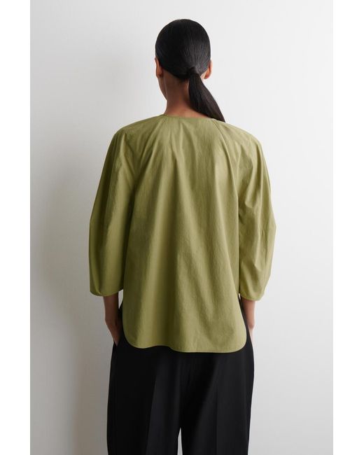COS Green Sculptural Pima Cotton-Poplin Blouse