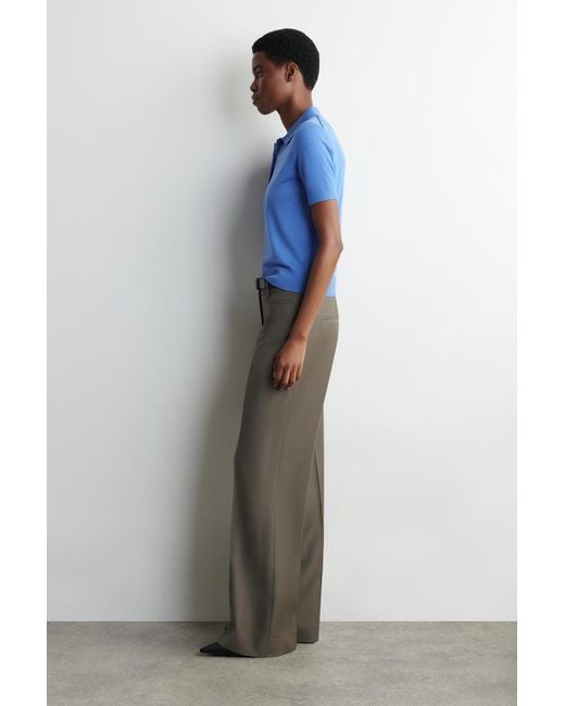 COS Blue Shrunken Wool-Blend Polo Shirt