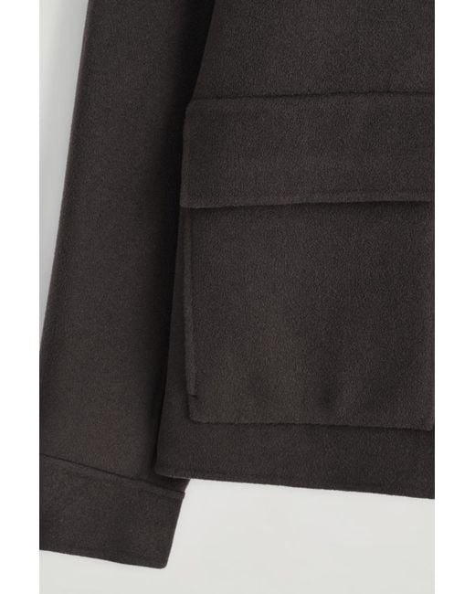COS Black Double-Faced Wool Funnel Neck Jacket for men