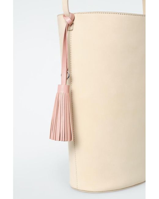 COS White Tasseled Leather Bag Charm