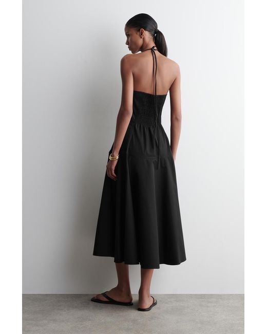 COS Black Pima Cotton Halterneck Dress