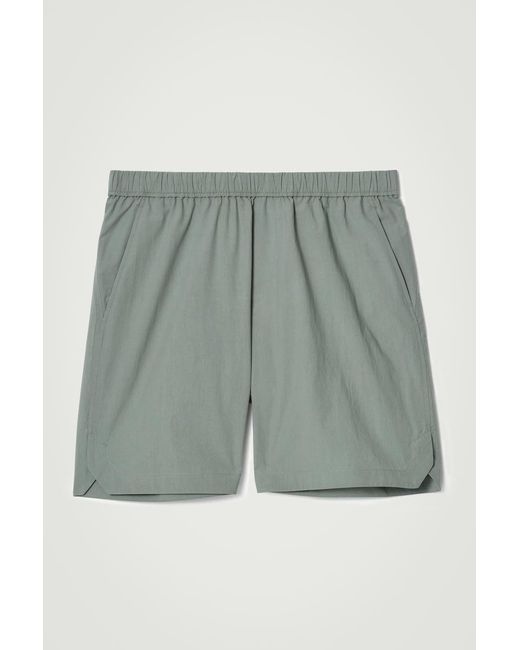 COS Gray Pima Cotton Elasticated Shorts for men