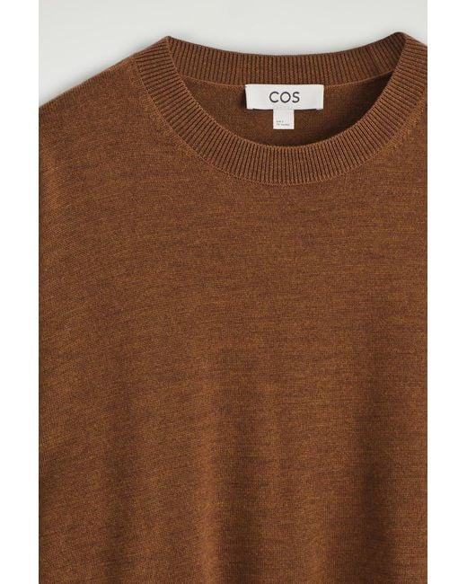 COS Brown Merino Wool Crew-Neck Sweater