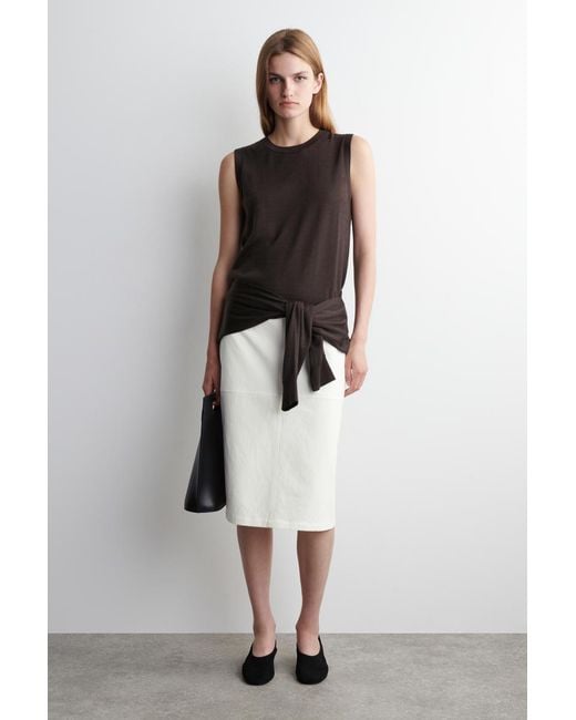 COS Black Layered Merino Wool Cardigan