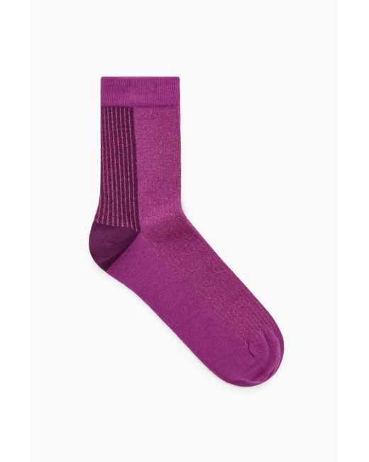 COS Purple Two-tone Sparkly Ribbed Socks