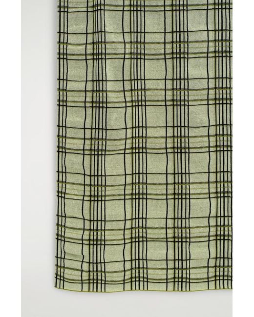COS Green Checked Cotton-Jacquard Midi Skirt