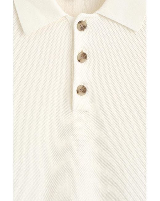 COS White Honeycomb-Knit Polo Shirt for men