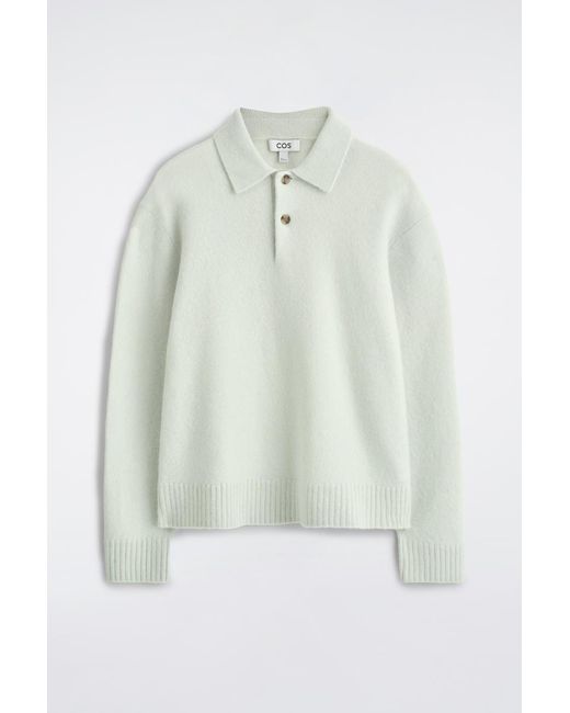 COS White Brushed-Wool Polo Shirt for men