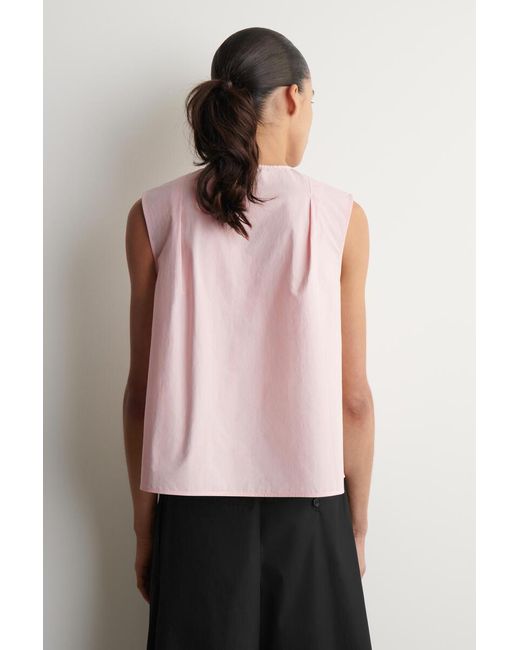COS Pink Pleated Sleeveless Top