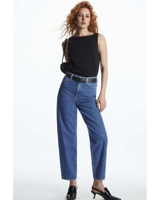 COS Tapered-leg High-rise Jeans in Blue | Lyst