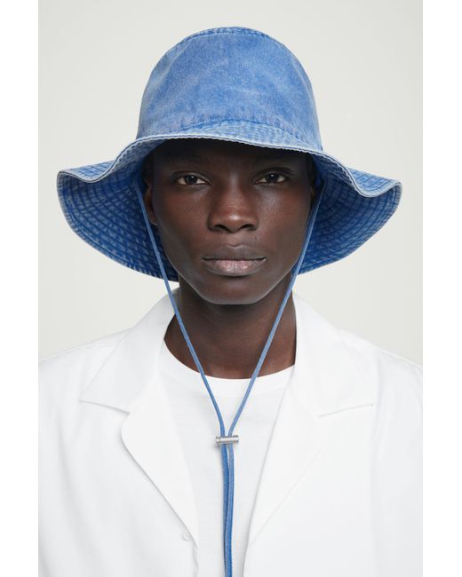 COS Blue Drawstring Cotton Hat for men