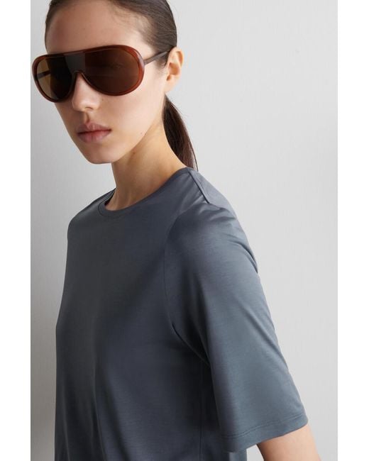 COS Blue Fluid Silk T-Shirt