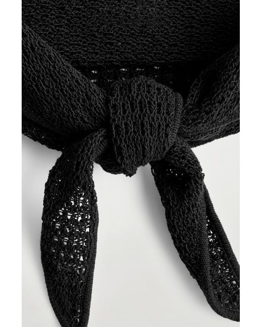COS Black Open-Knit Triangle Scarf