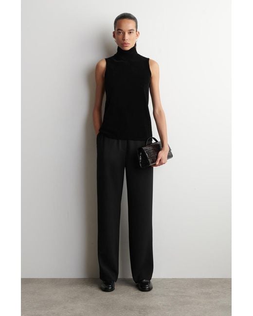 COS Black Chenille Funnel-Neck Vest