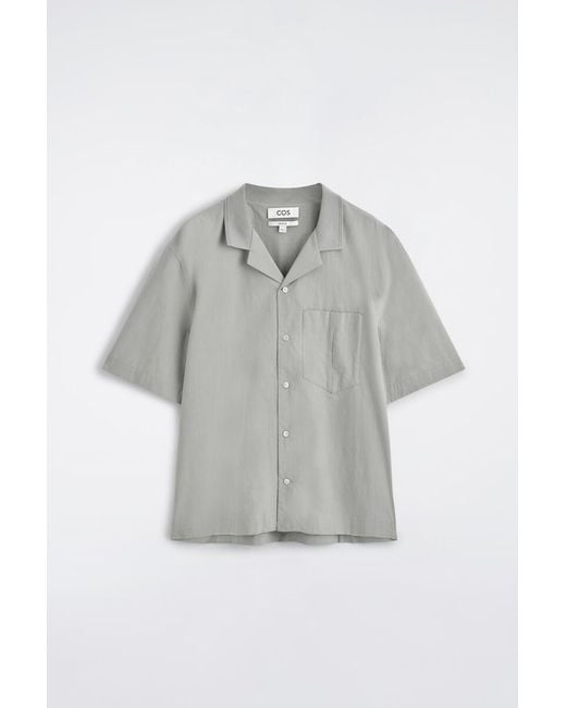 COS Gray Camp-Collar Cotton Shirt for men