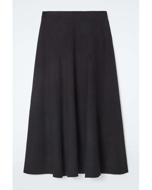 COS Black Double-faced Wool Midi Skirt