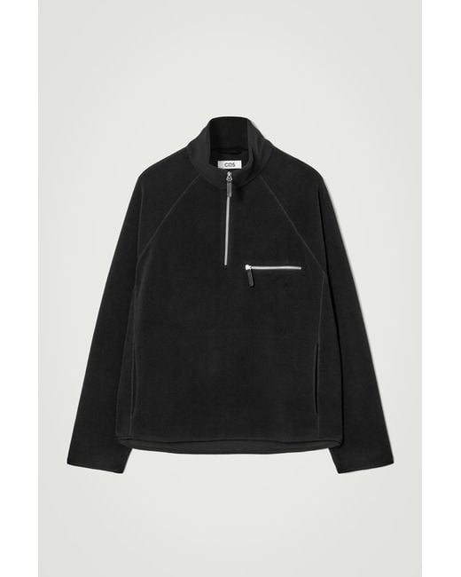 COS Black Half-Zip Polar Fleece Jumper for men