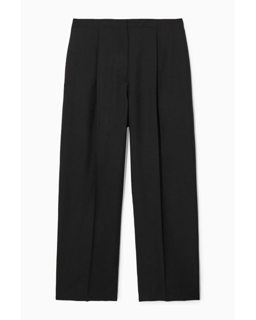 COS Black Relaxed Wool Wide-leg Pants