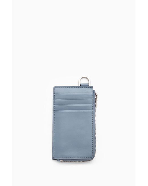 COS Blue Leather Zipped Cardholder for men